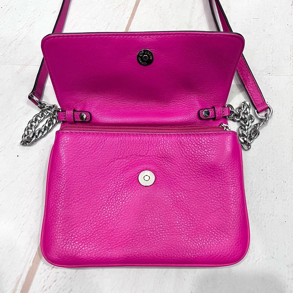 Michael Kors Bedford Jet Set Hot Pink Convertible Clutch Crossbody Purse - Picture 13 of 13